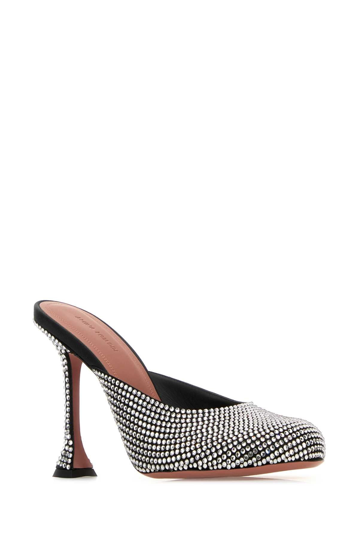 Amina Muaddi Women Embellished Satin Iris Mules - 2