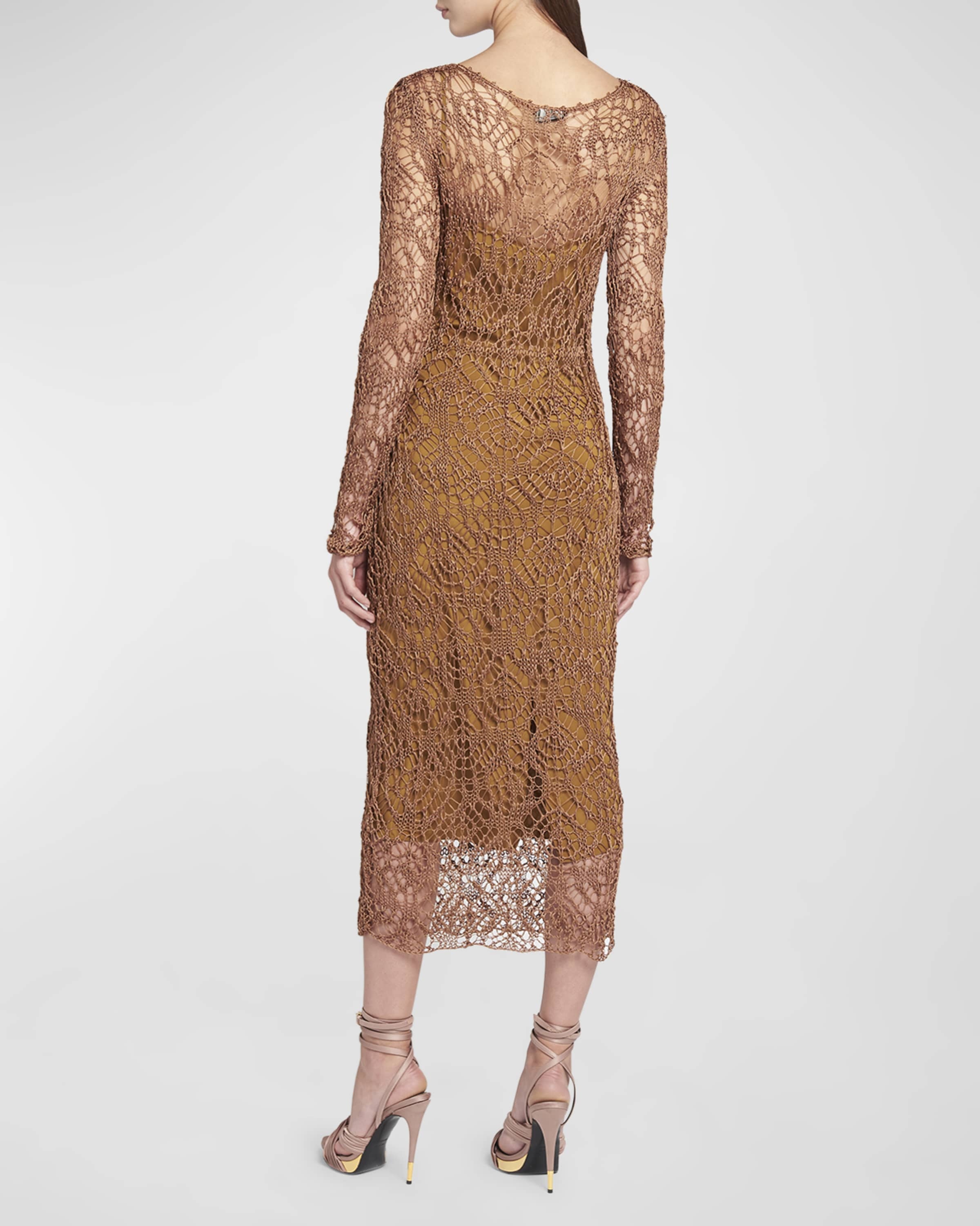 Fine Lace-Knit Midi Dress - 4