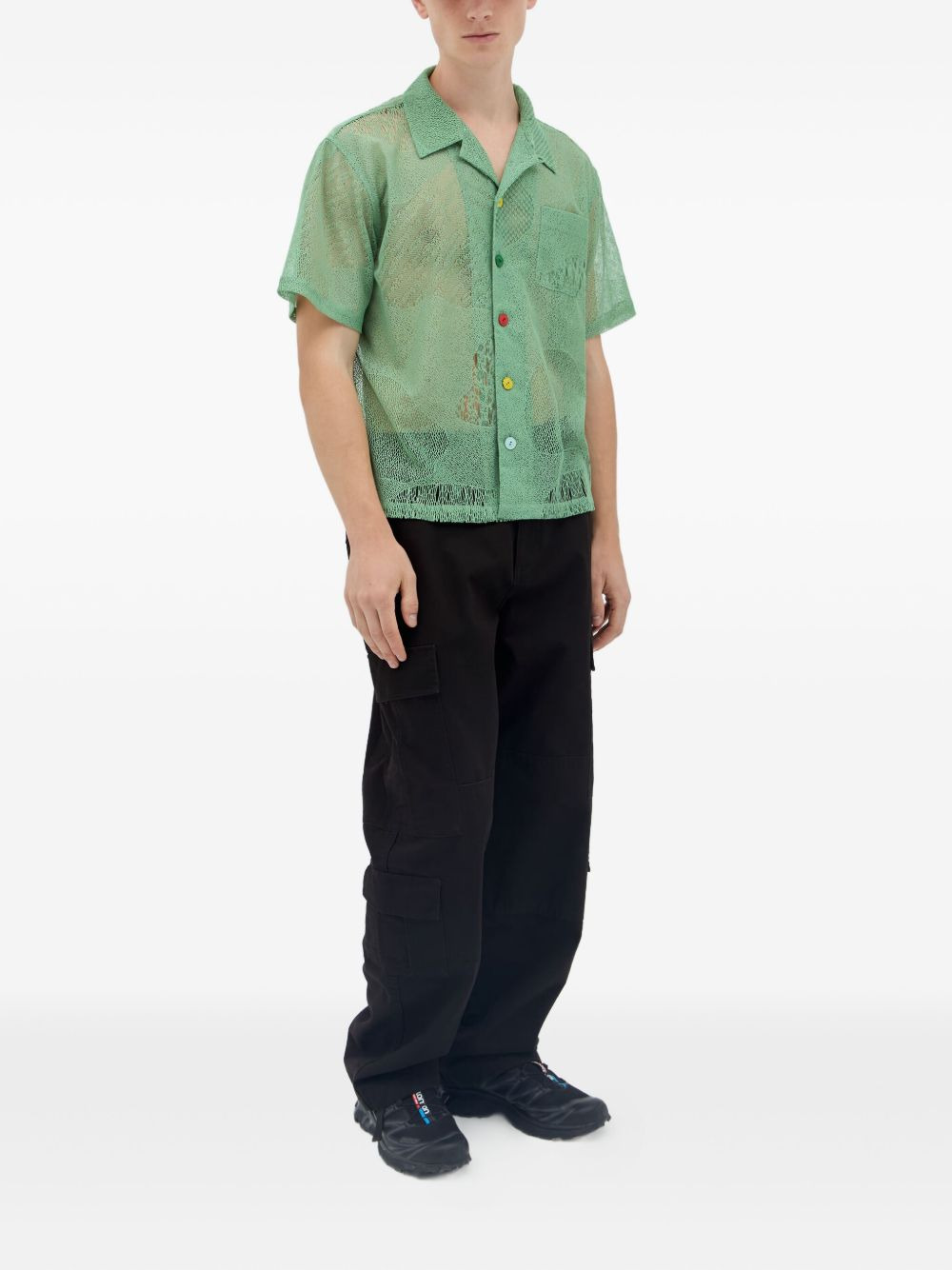 lace short-sleeve shirt - 2