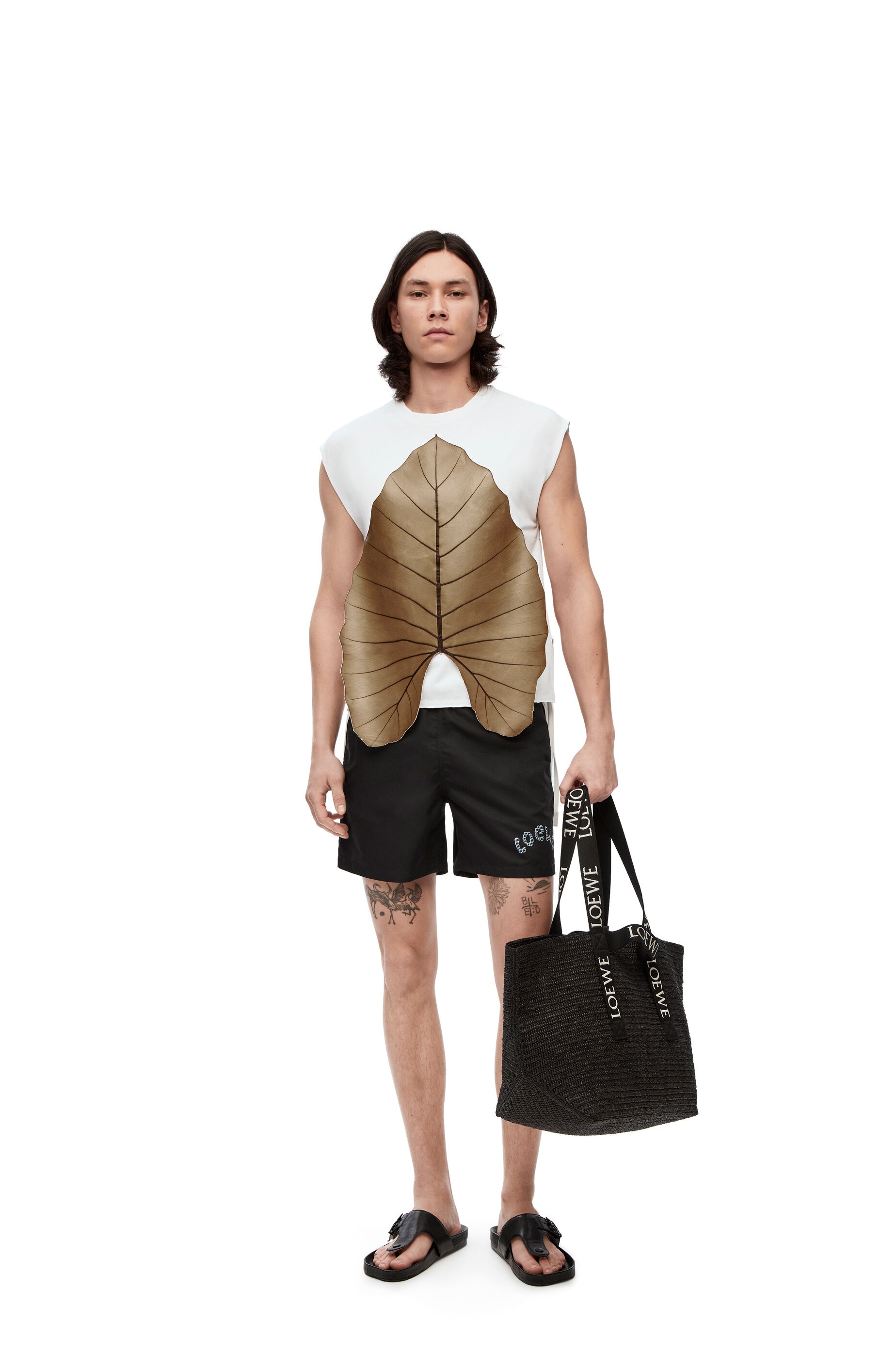 Leaf sleeveless T-shirt in cotton - 2