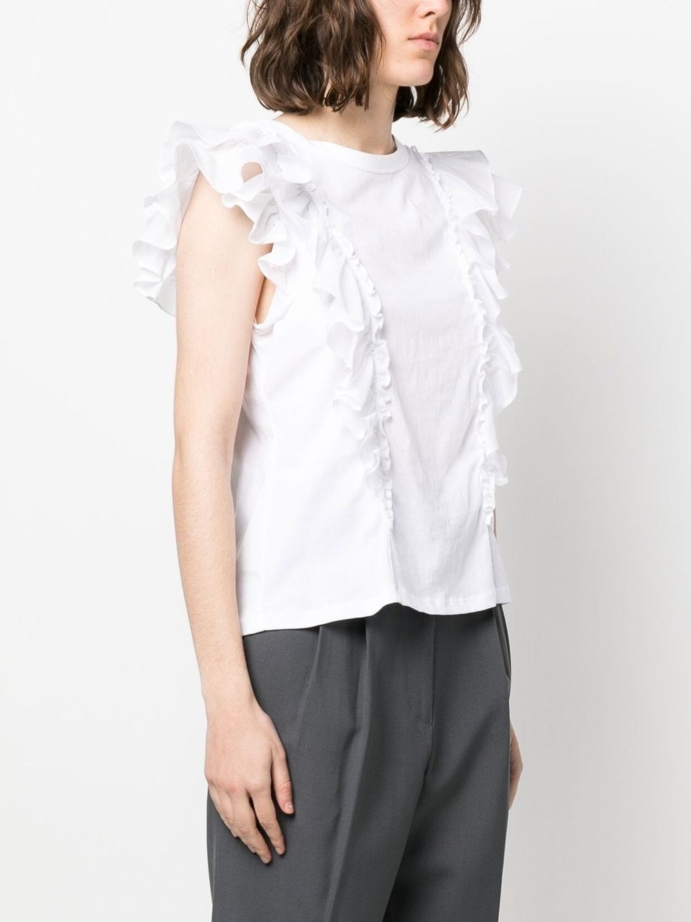 ruffle-detail cotton T-shirt - 3