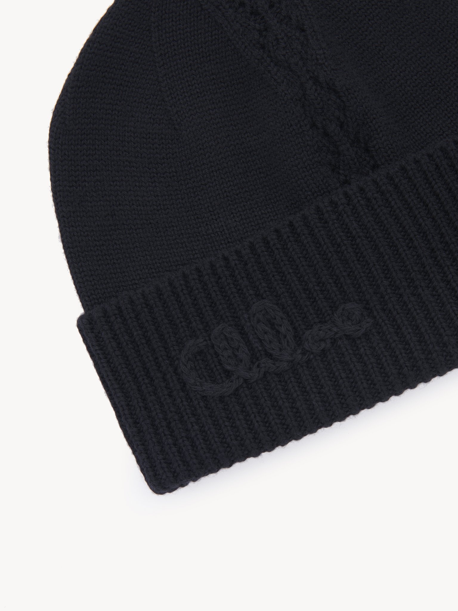 THE CHLOÉ LACE KNIT BEANIE IN WOOL & LACE JACQUARD - 3