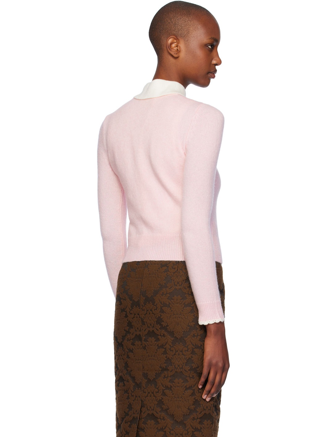 Pink Round-Neck Knit Sweater - 3