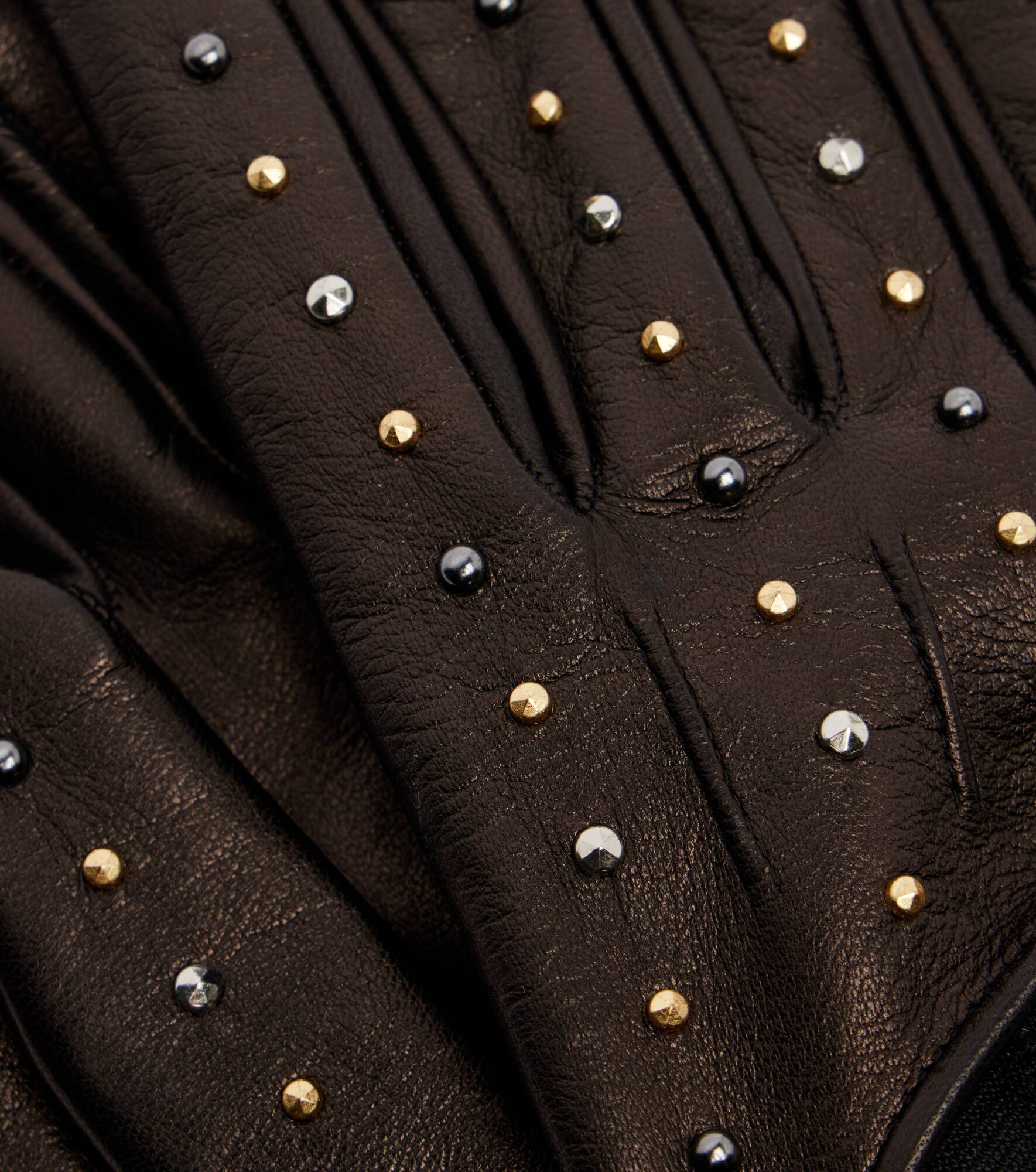 Cutout studded leather gloves - 2