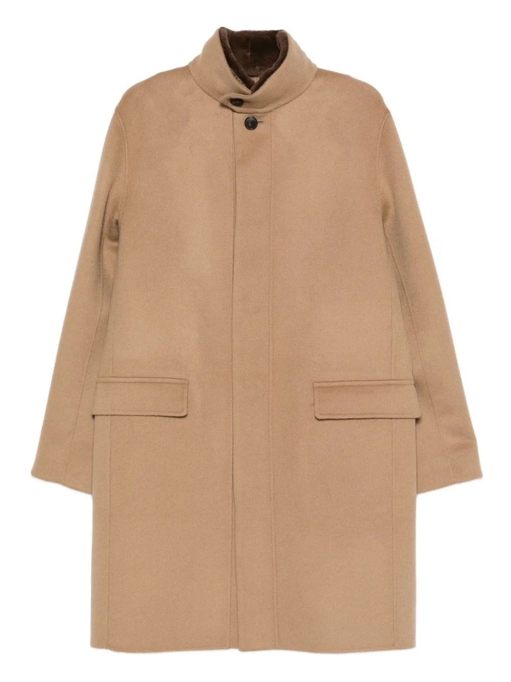 high-neck flap-pocket coat - 1
