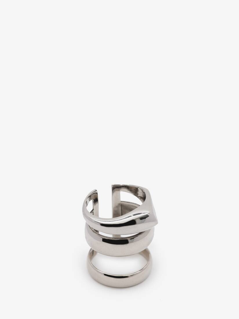 Short Stacked Ring in Antique Silver - 3