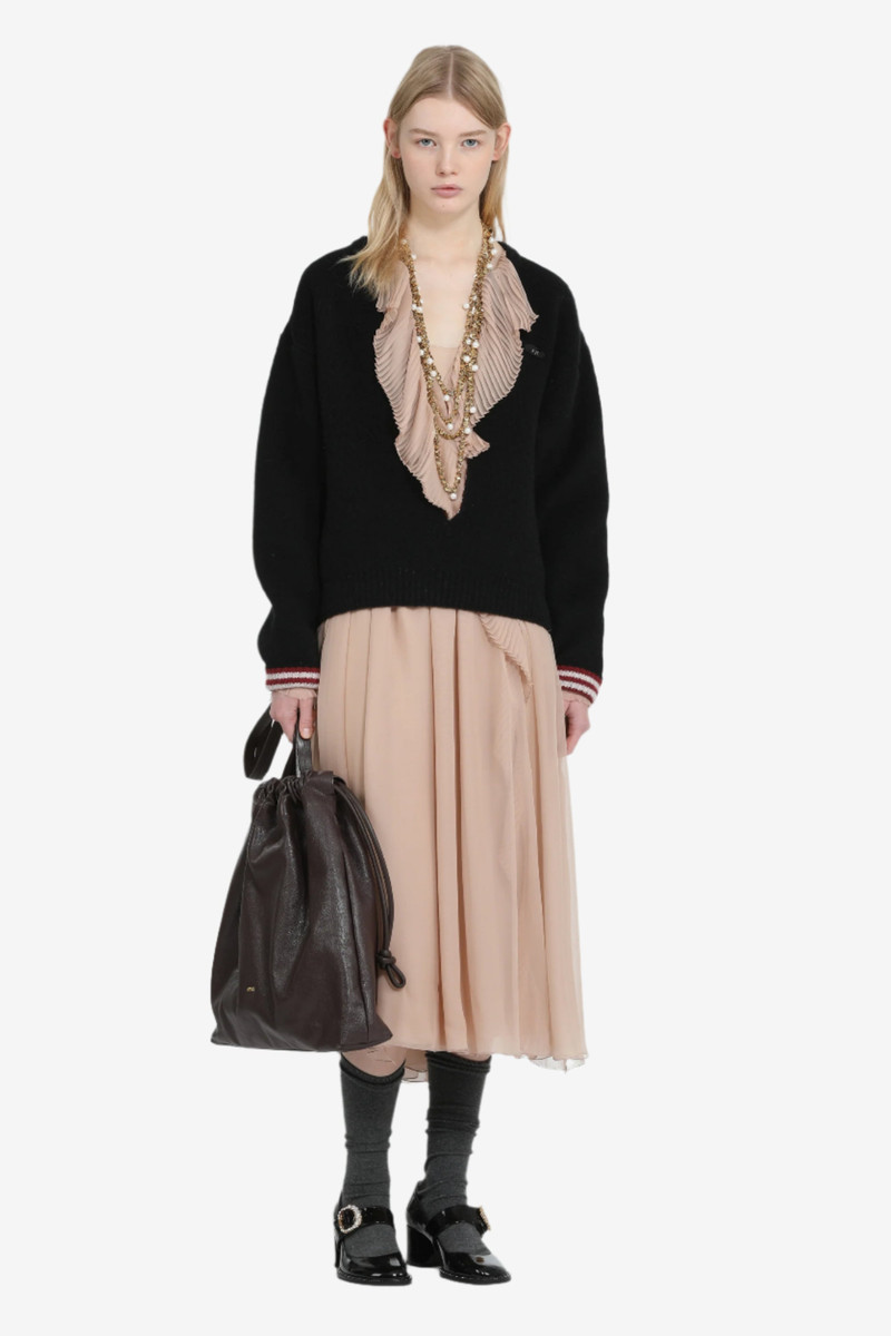 LONG DRESS WITH CROSSOVER NECKLINE AND DRAWSTRING WAIST 4