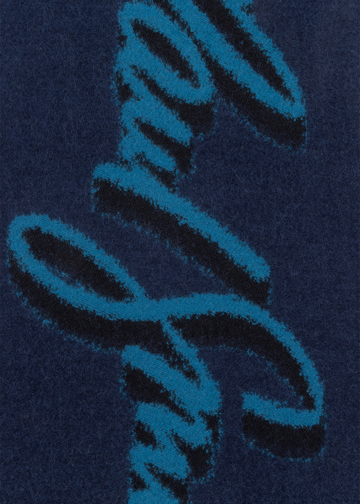 Blue Colour-Block 'Shadow Logo' Jacquard Wool-Blend Scarf - 4