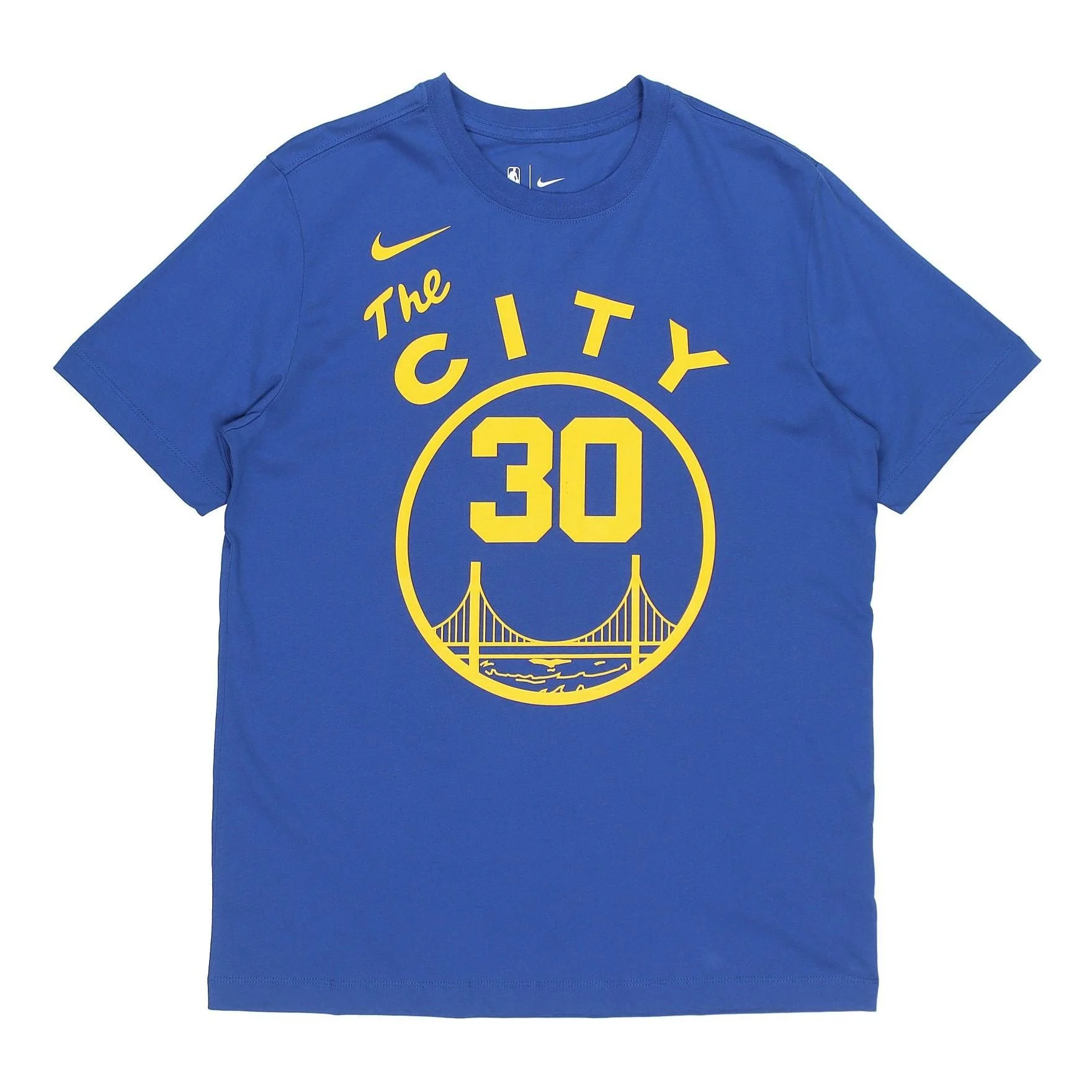 남자 나이키 NBA 농구 스포츠 인쇄 짧은 소매 황금 국가 전사 Curry 30 푸른 T 셔츠 C - 1