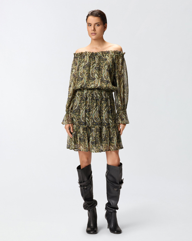 OFF-THE-SHOULDER MINI DRESS WITH CASHMERE PRINT 3