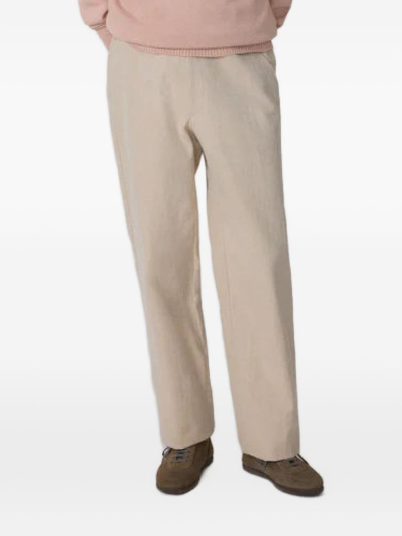 belted brushed-texture trousers 1
