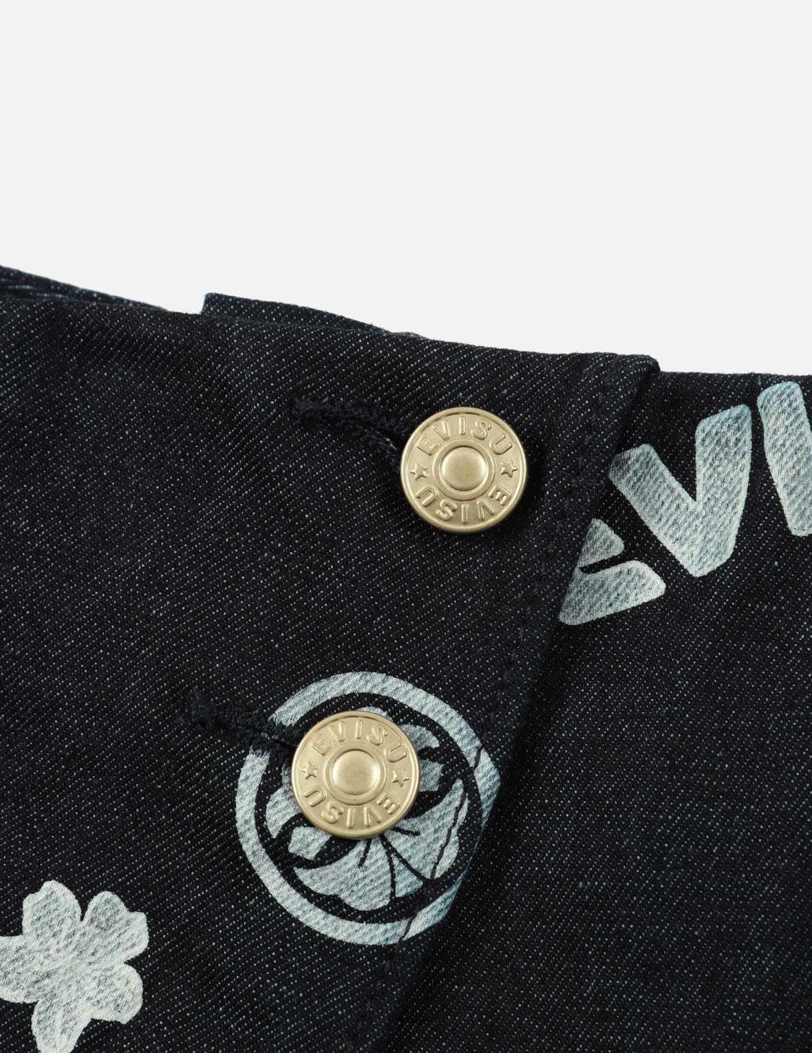 ALLOVER LOGO PRINT BLOCKING DENIM SKORT - 3