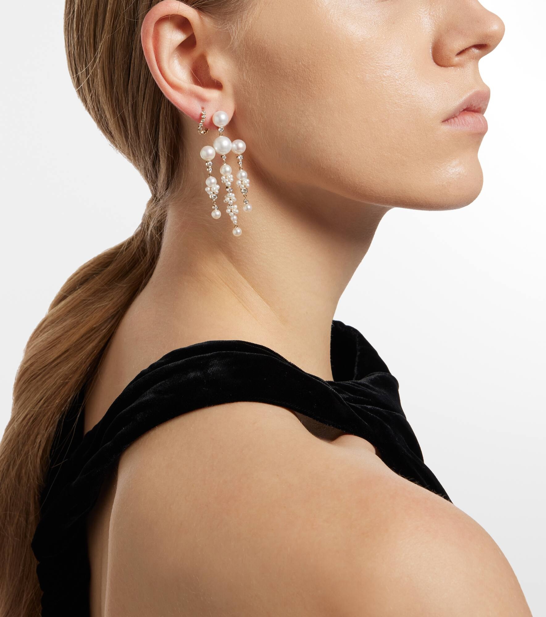 Jardin de Rêve 14kt gold earrings with diamonds and pearls - 5