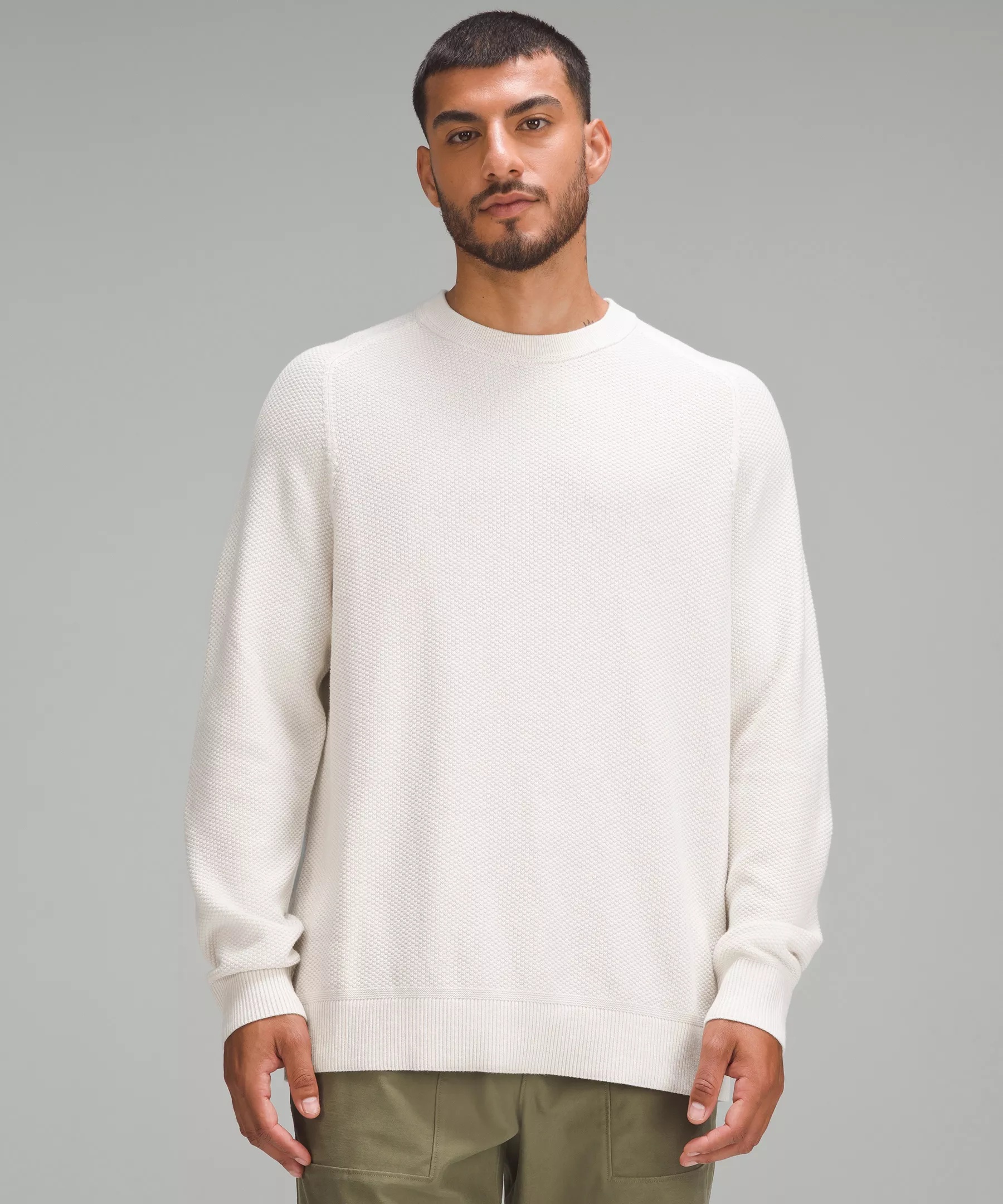 Textured Knit Crewneck Sweater - 1