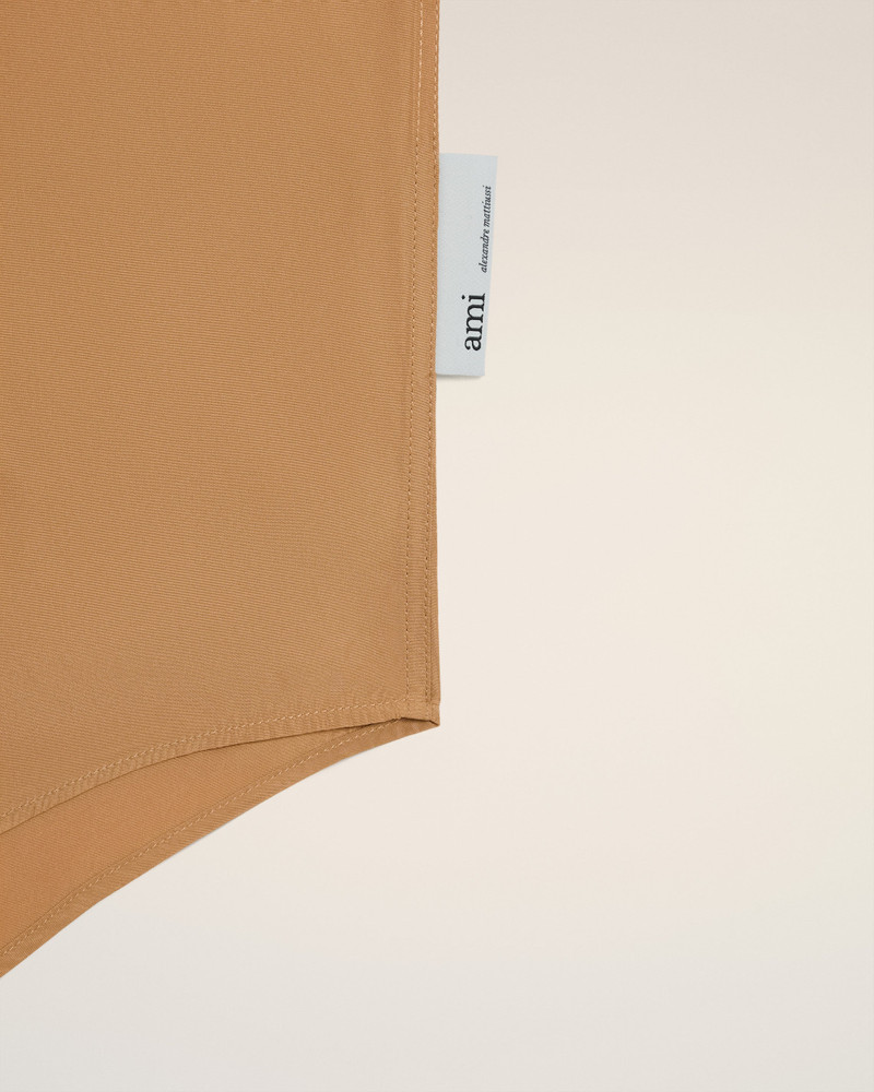 BROWN TAFFETASS SHORT SLEEVED BOXY SHIRT 10