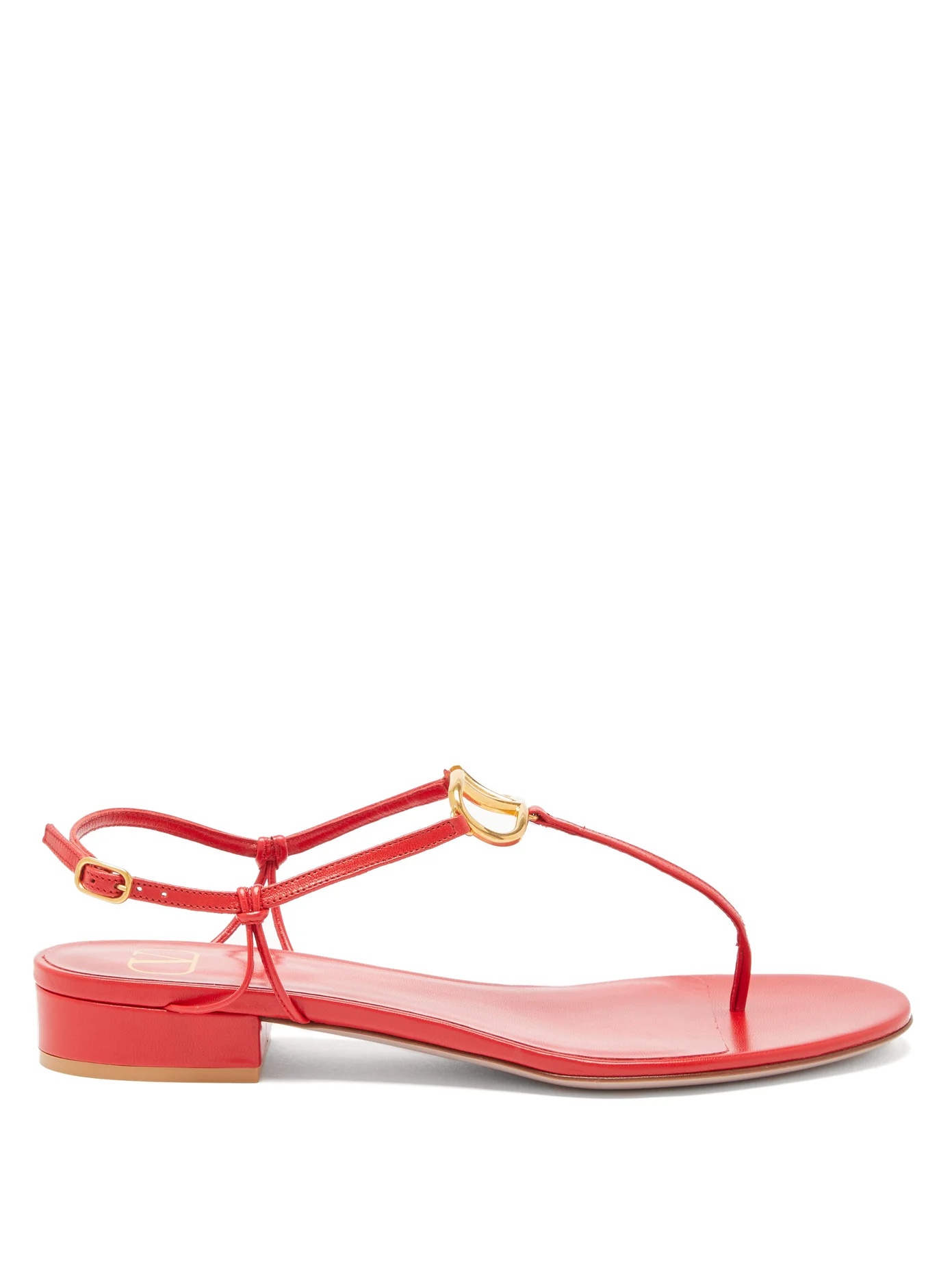 V-logo leather sandals - 1