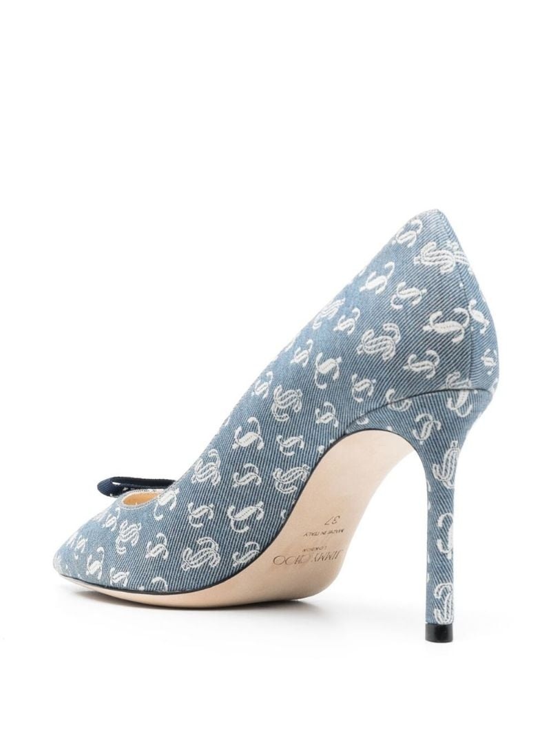 all-over-logo-print denim pumps - 3