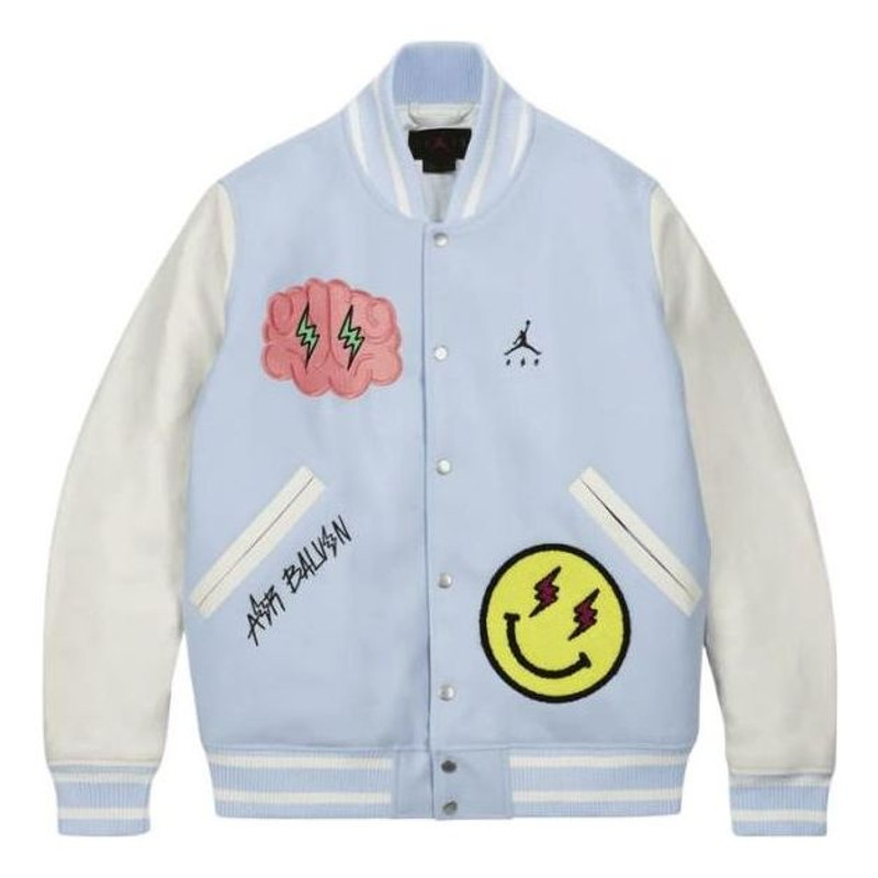 Air Jordan x J Balvin Varsity Jacket 'White Blue' DX1734-441 - 1