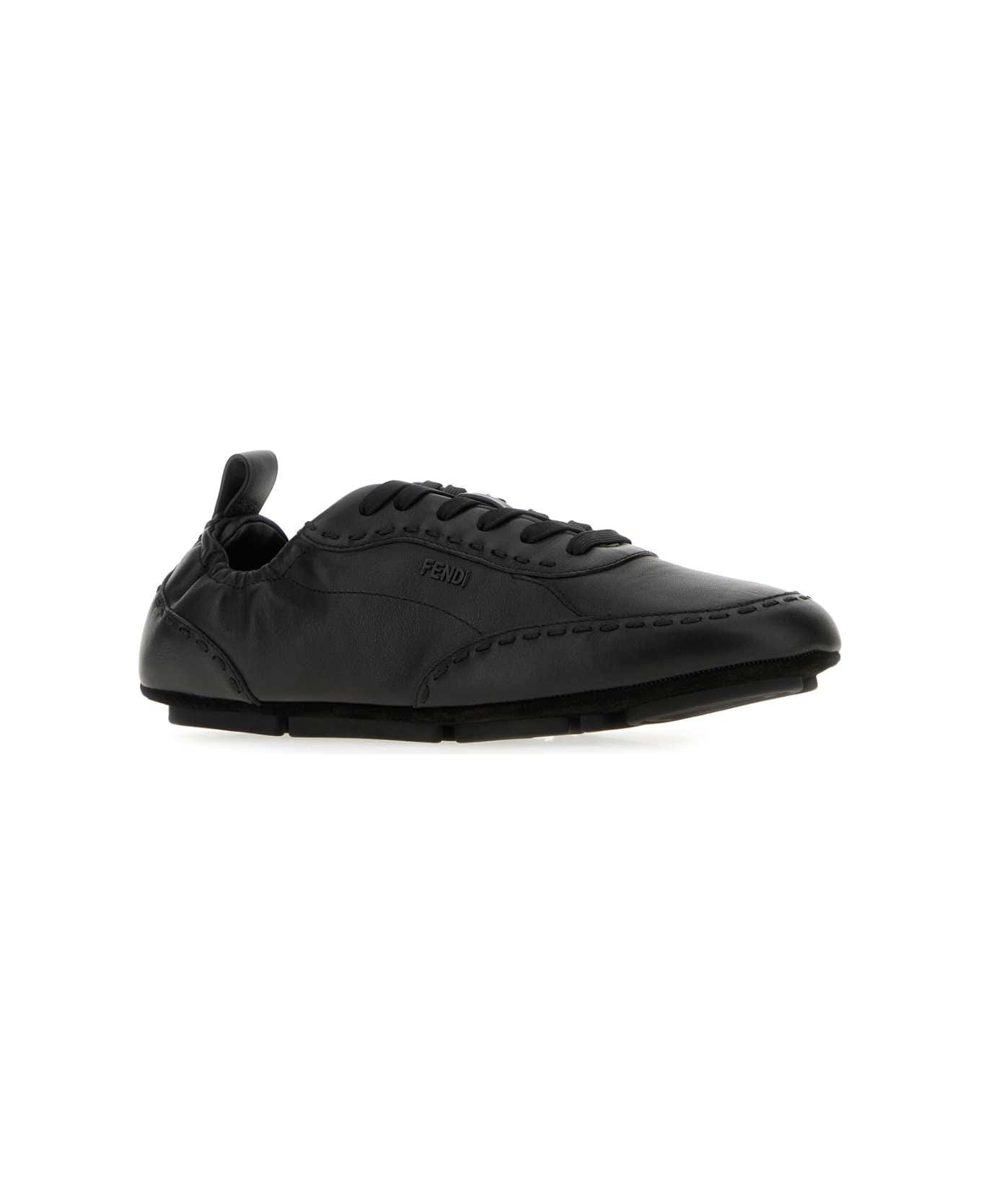 Black Leather Fendi Fit Sneakers - 2
