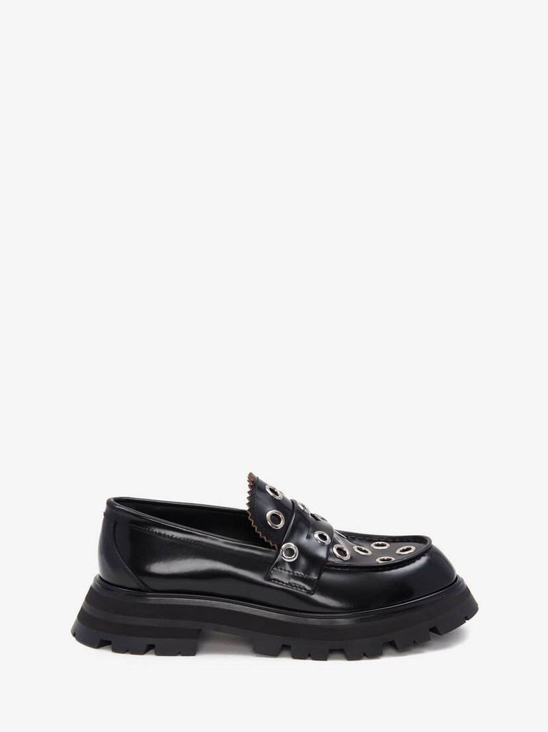 Women's Wander Eyelet Loafer in Black/silver 1