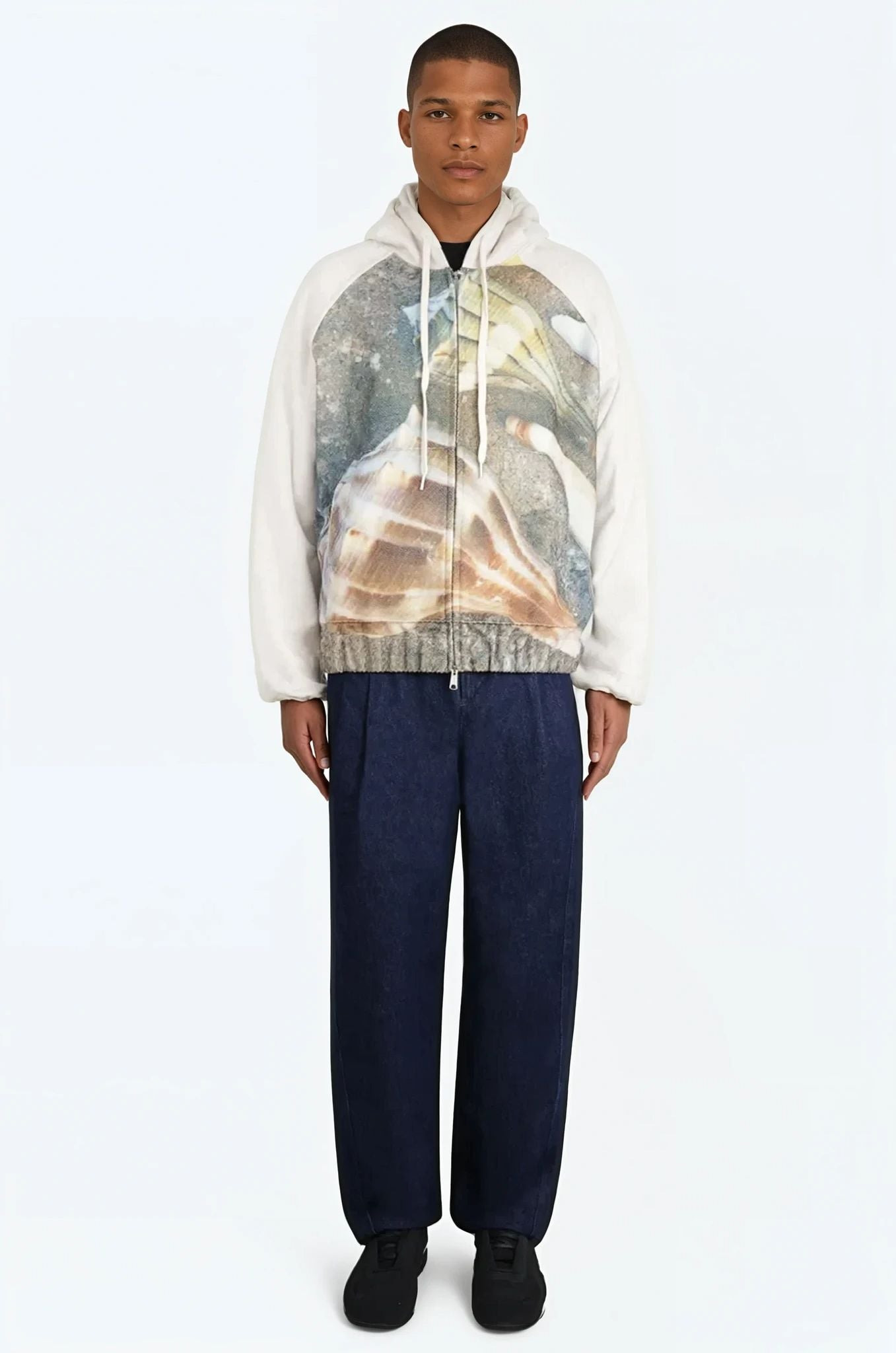 FULL PRINT PANEL HOODY ZIP-UP | MELANGE GRAY - 3