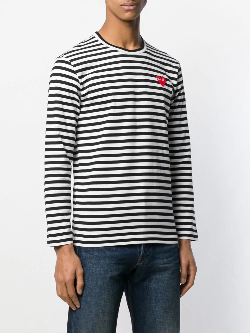 heart patch striped sweatshirt - 3