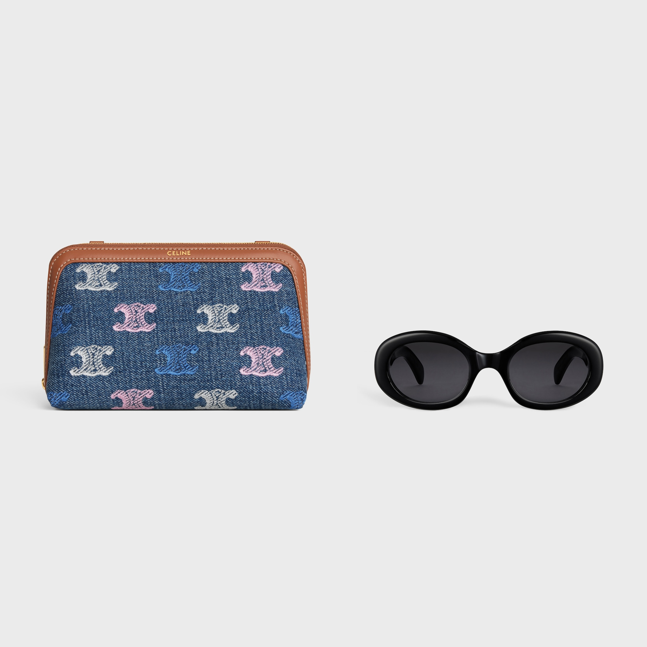 Clutch on Chain Cuir triomphe IN DENIM WITH TRIOMPHE ALL OVER - 6