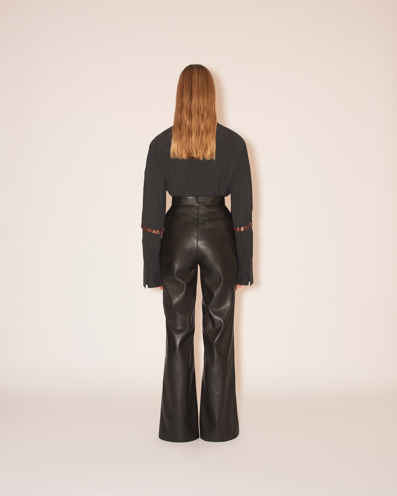 BASHA - OKOBOR™ alt-leather split hem trousers - Black - 6