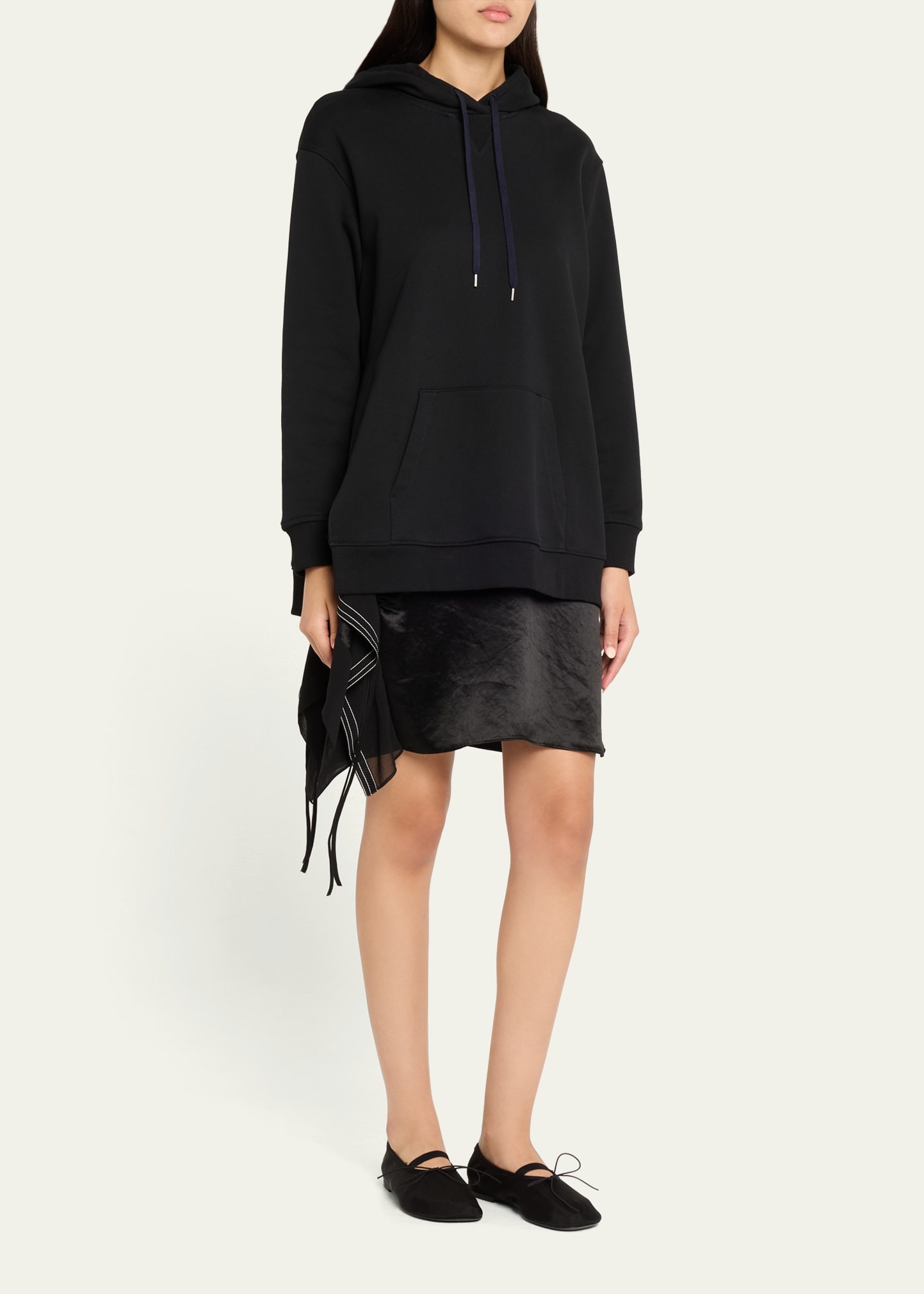 Hoodie Combo Dress with Flounce Skirt - 4