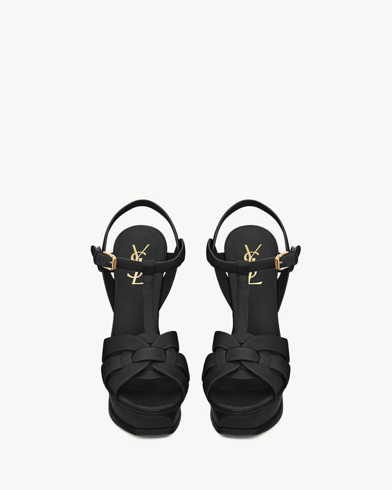 SAINT LAURENT tribute platform sandals in smooth leather outlook