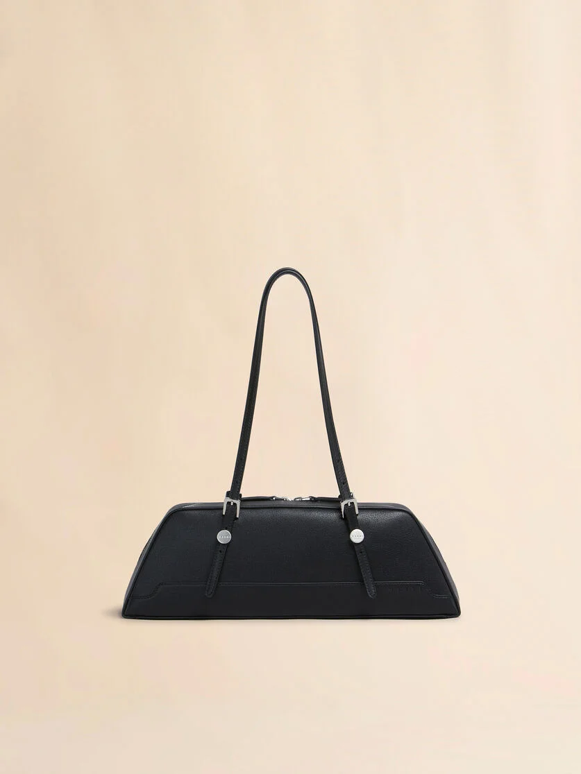 BLACK LEATHER DOT LONG DUFFLE BAG - 1