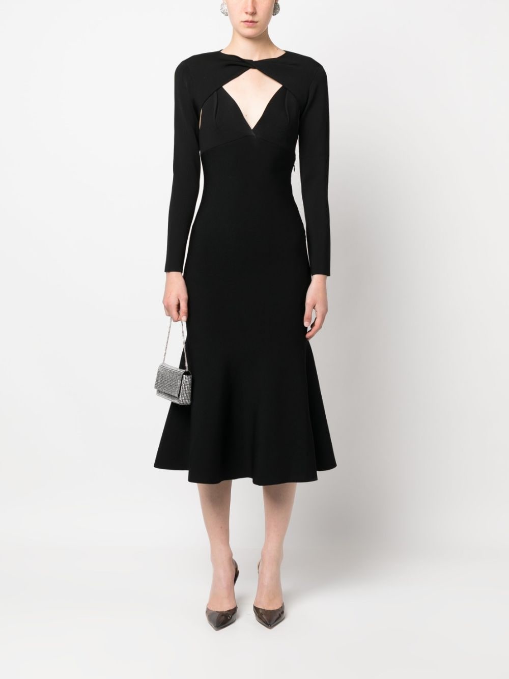 detachable-sleeves midi dress - 2