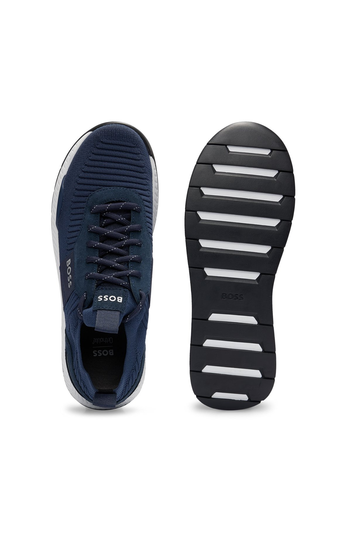 KNITTED-UPPER TRAINERS WITH BRANDING AND SUEDE TRIMS - 4