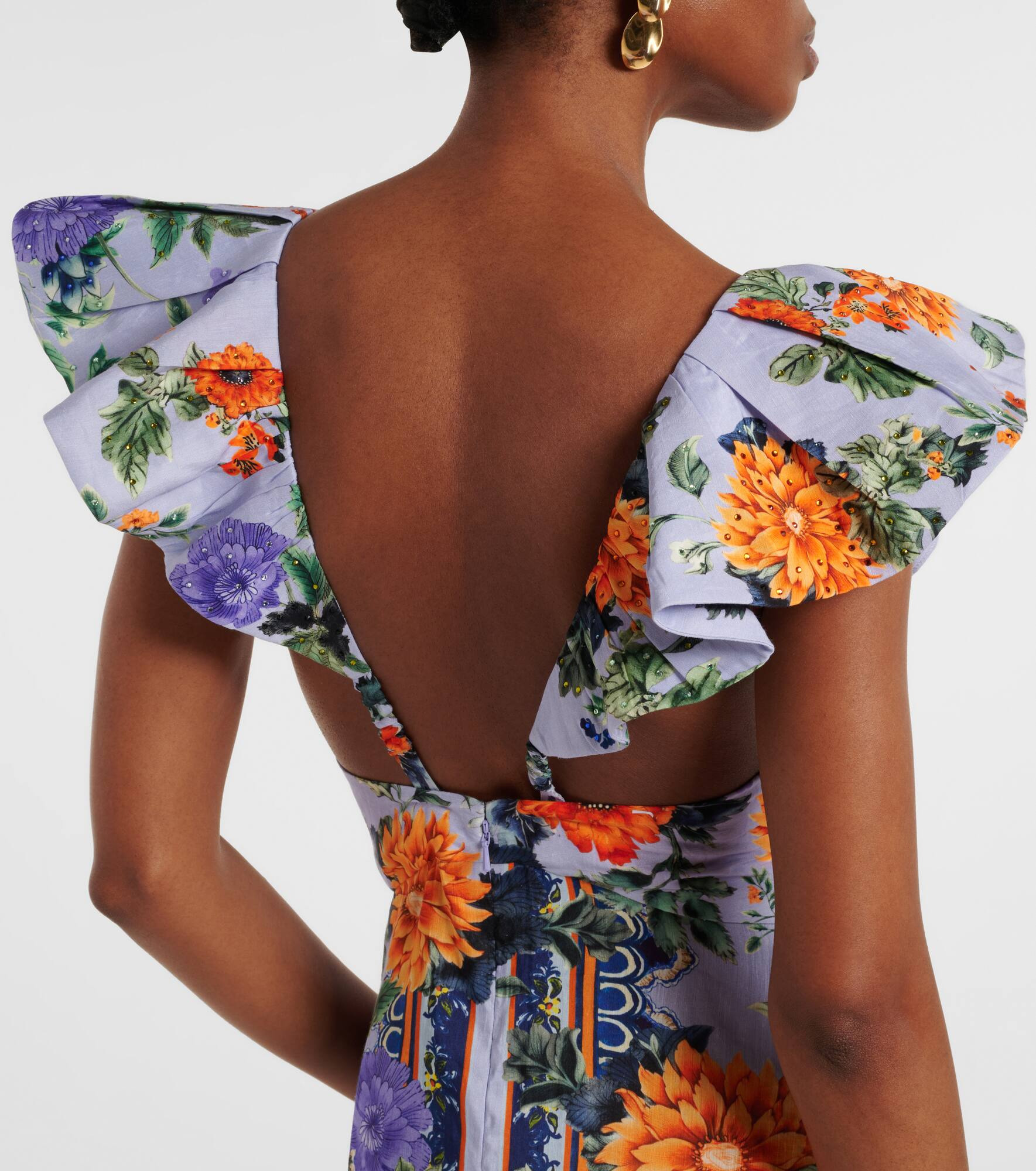 Printed linen and silk maxi dress - 7
