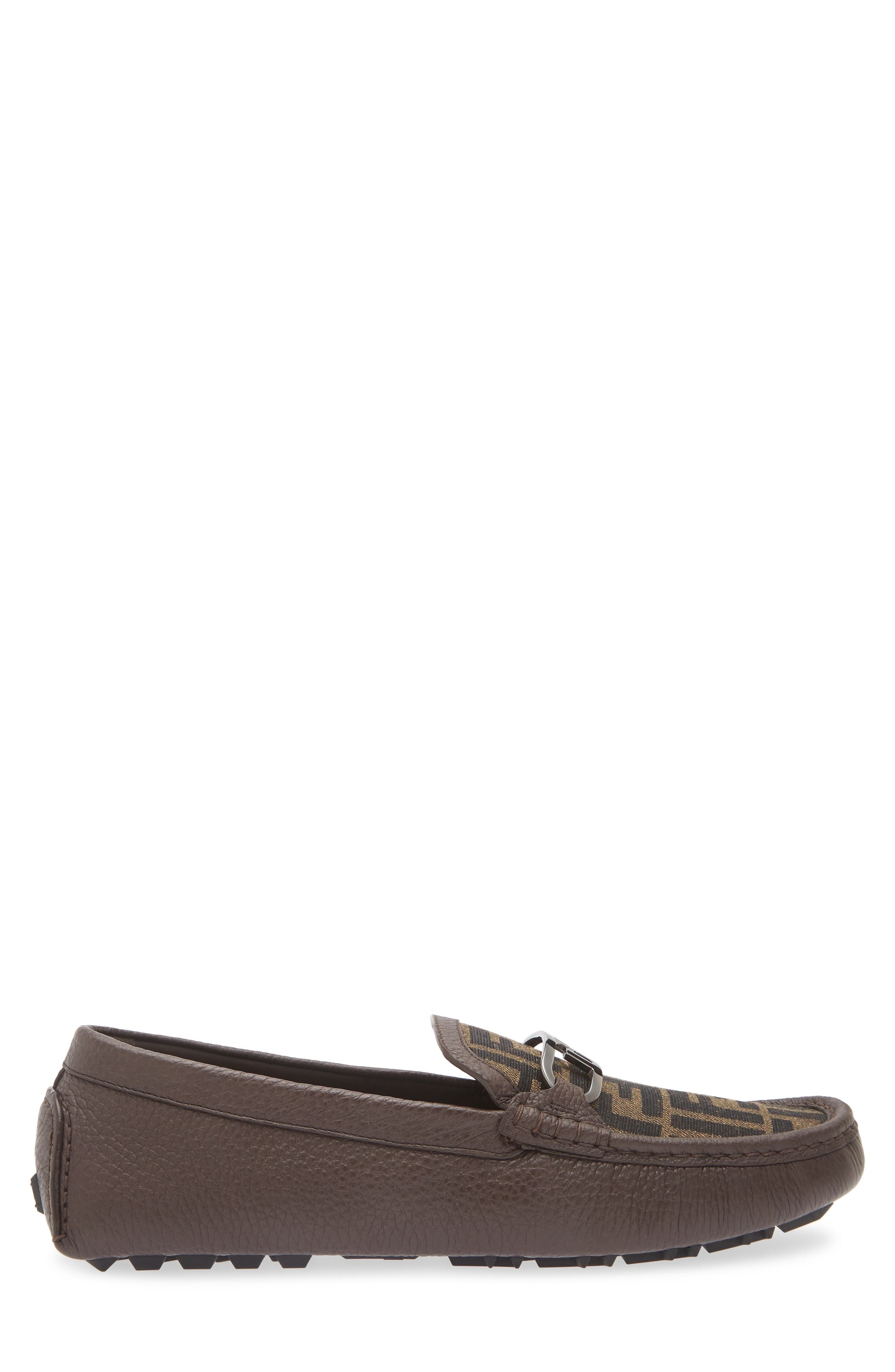 Fendi O'Lock Mixed Media Driving Loafer in Tabacco Nero/dark Brown at Nordstrom - 3