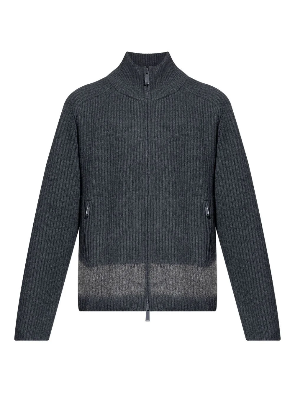 ribbed zip-up cardigan - 1