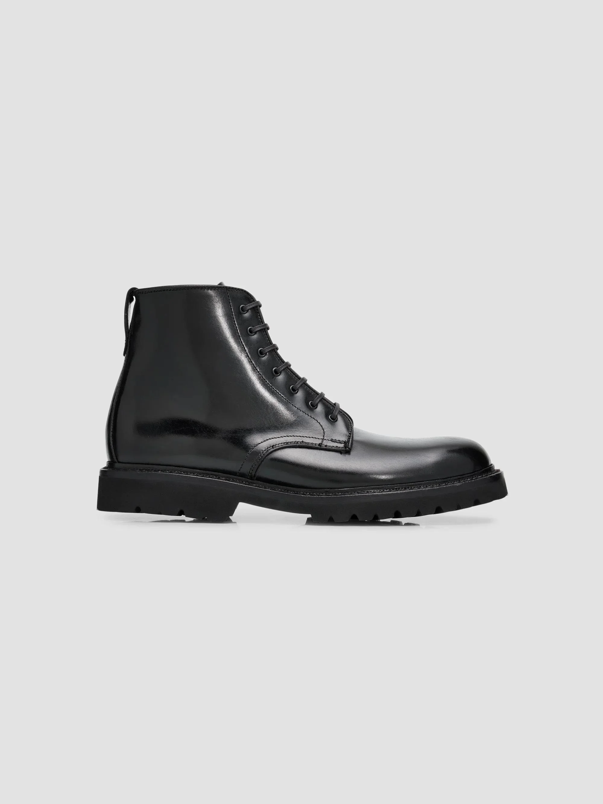Men's Leather Combat Boots - Black - 1