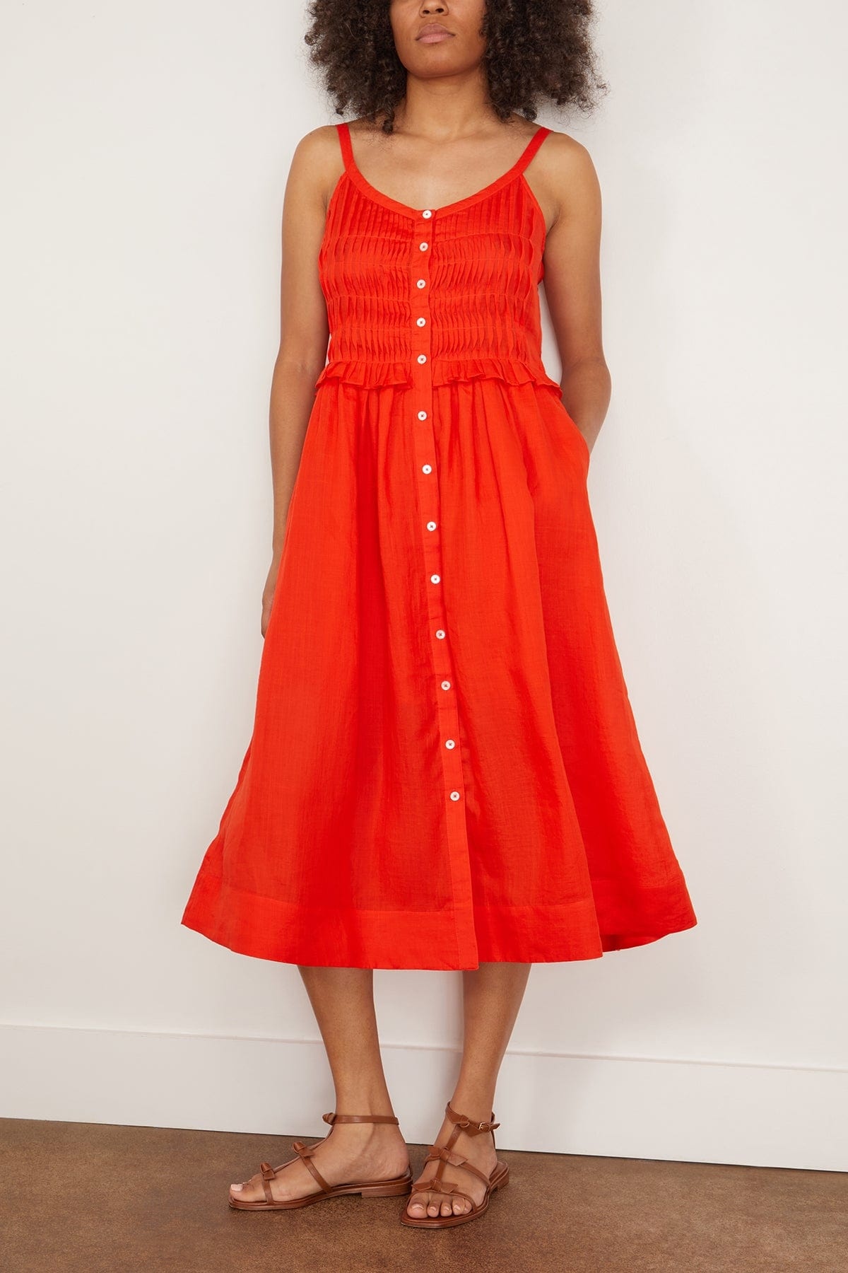 Zora Tank Button Down Dress in Chili - 3