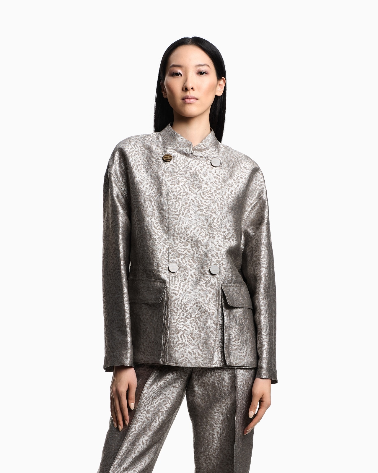 CAMOUFLAGE JACQUARD LINEN-BLEND JACKET WITH DRAWSTRING - 4
