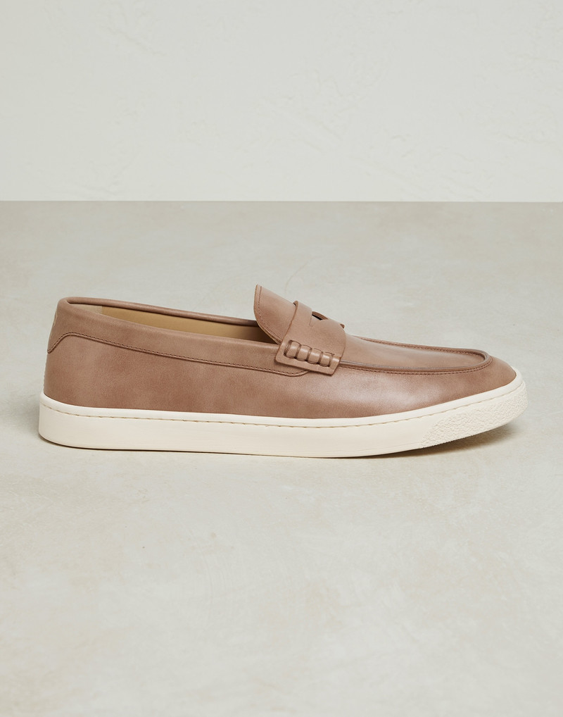 Dapple calfskin loafer sneakers with natural rubber sole 1