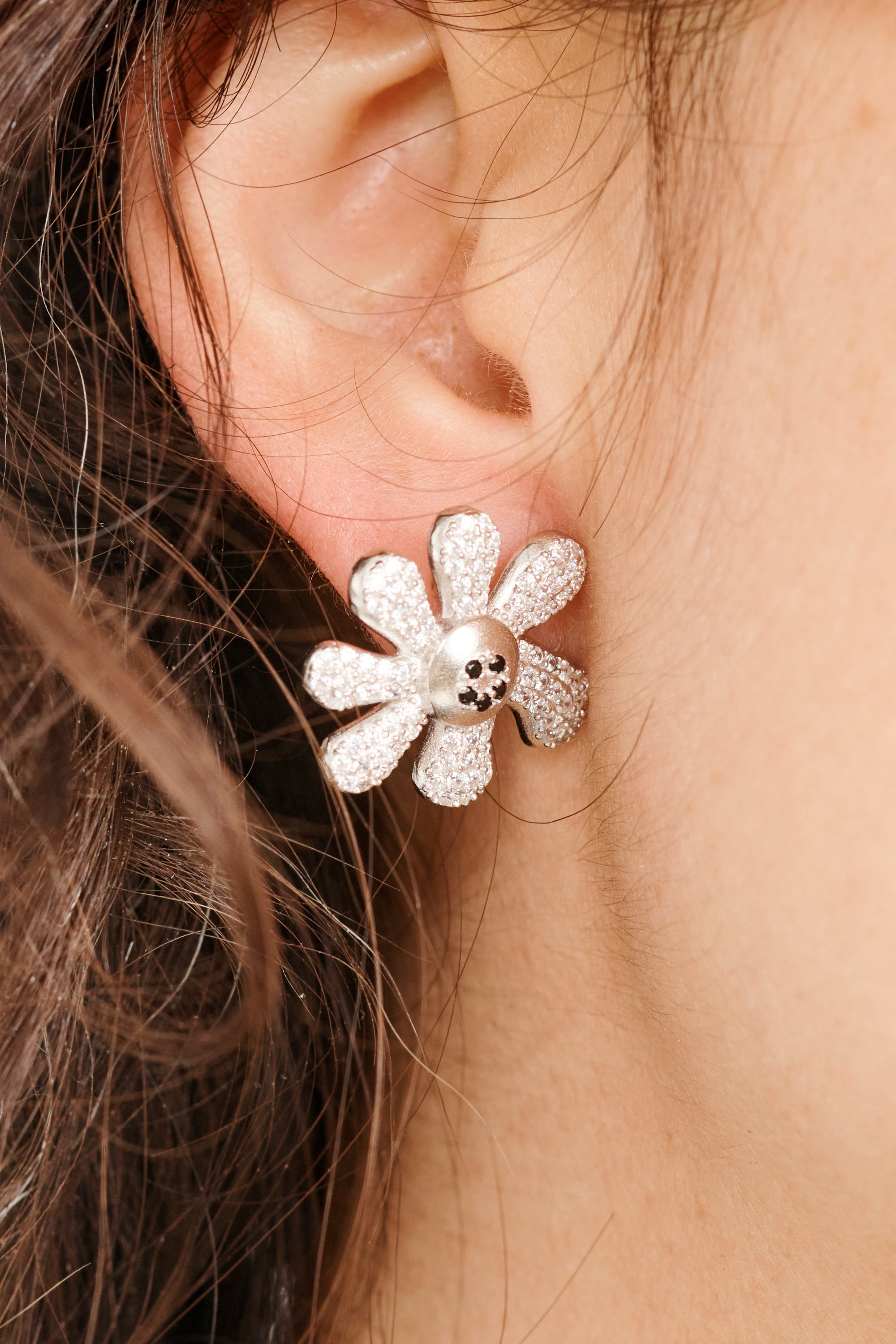 CRYSTAL CLEAR PAVE HAPPY BLOSSOM EARRING - 2