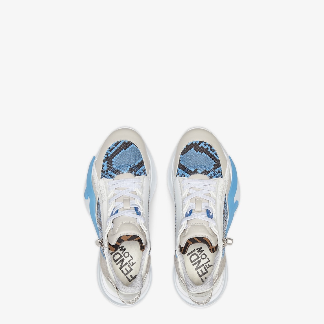 Slip-on sneakers with adjustable elastic laces, side zipper and corrugated sole with engraved F. Fen - 4