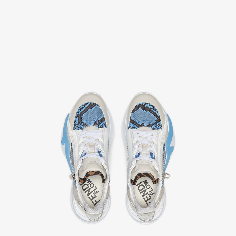 Slip-on sneakers with adjustable elastic laces, side zipper and corrugated sole with engraved F. Fen 4