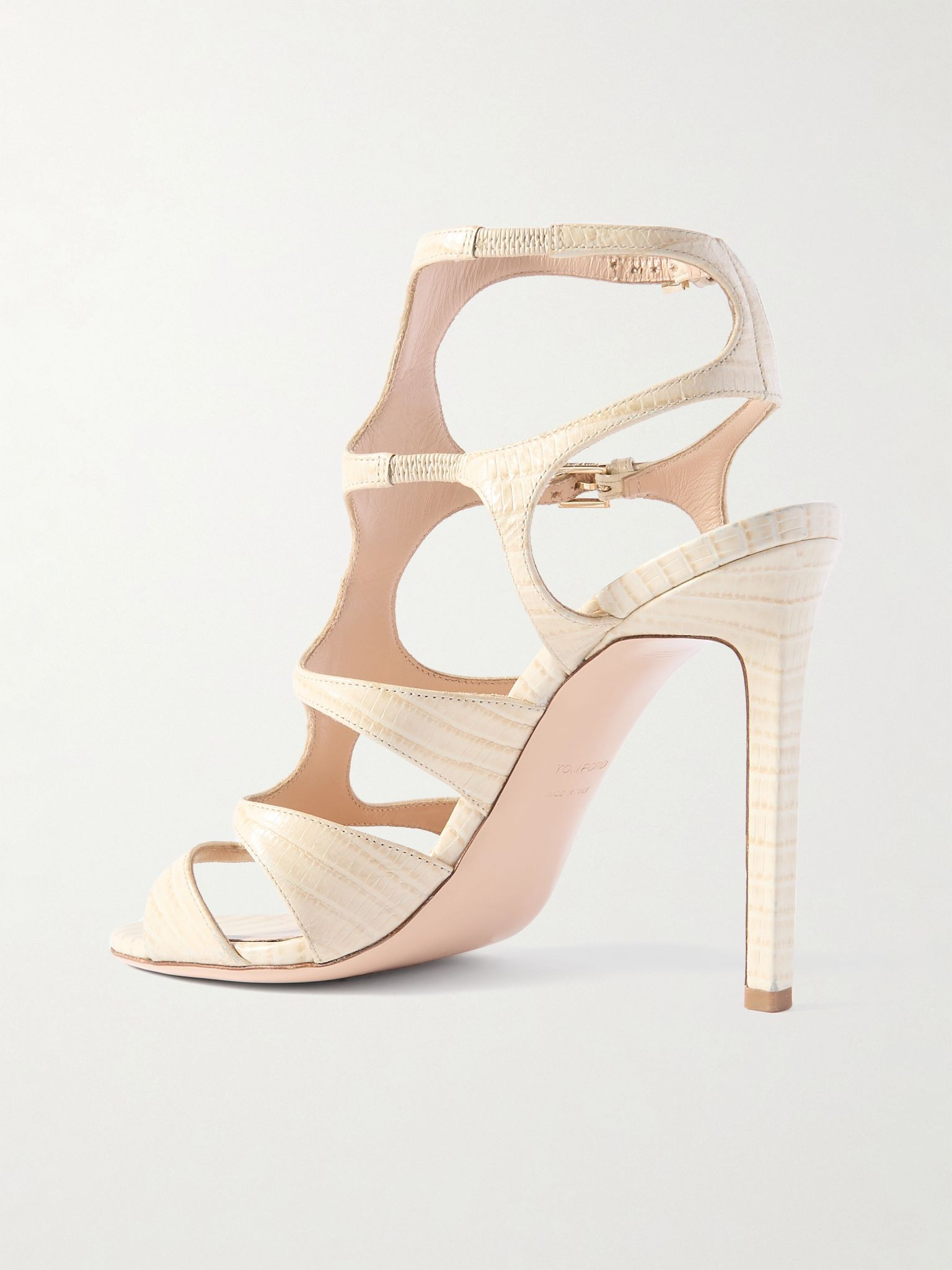 Paradise snake-effect leather sandals Ivory - 3