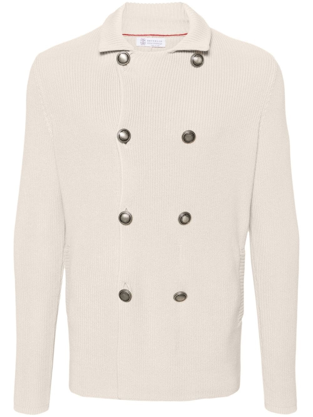stand-up collar cotton cardigan - 2