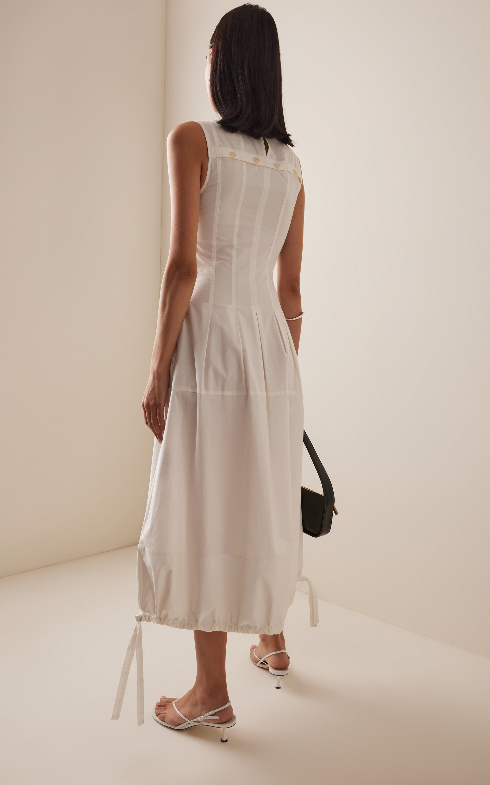 Marley Dress in Brushed Poplin white - 4