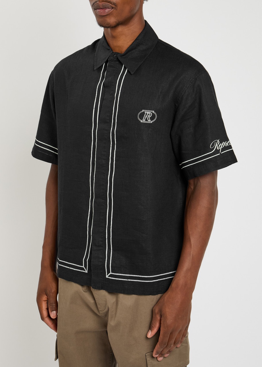 Represent Border Logo-print Ramie Shirt - 2