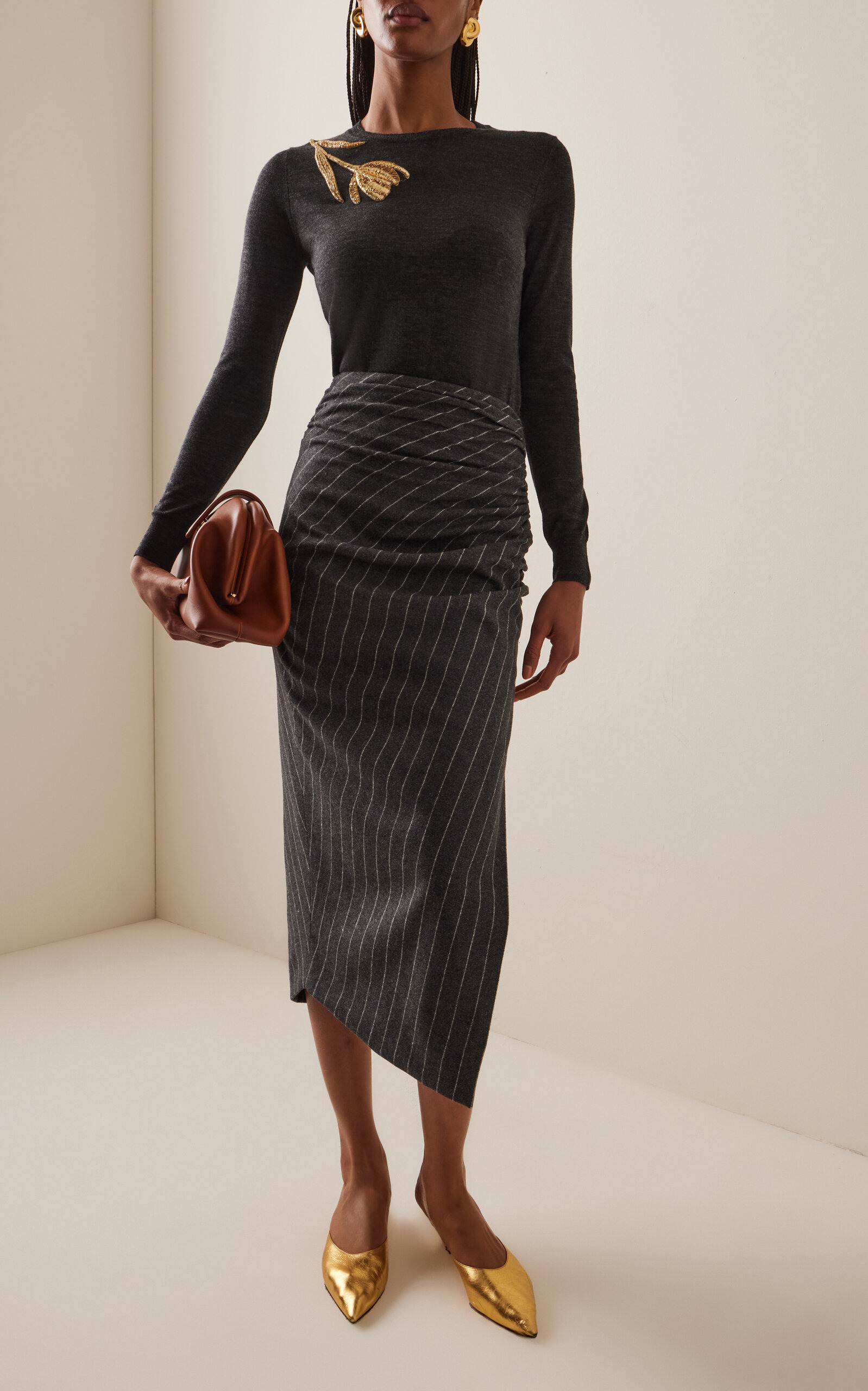 Embellished Wool-Silk Sweater dark grey - 3
