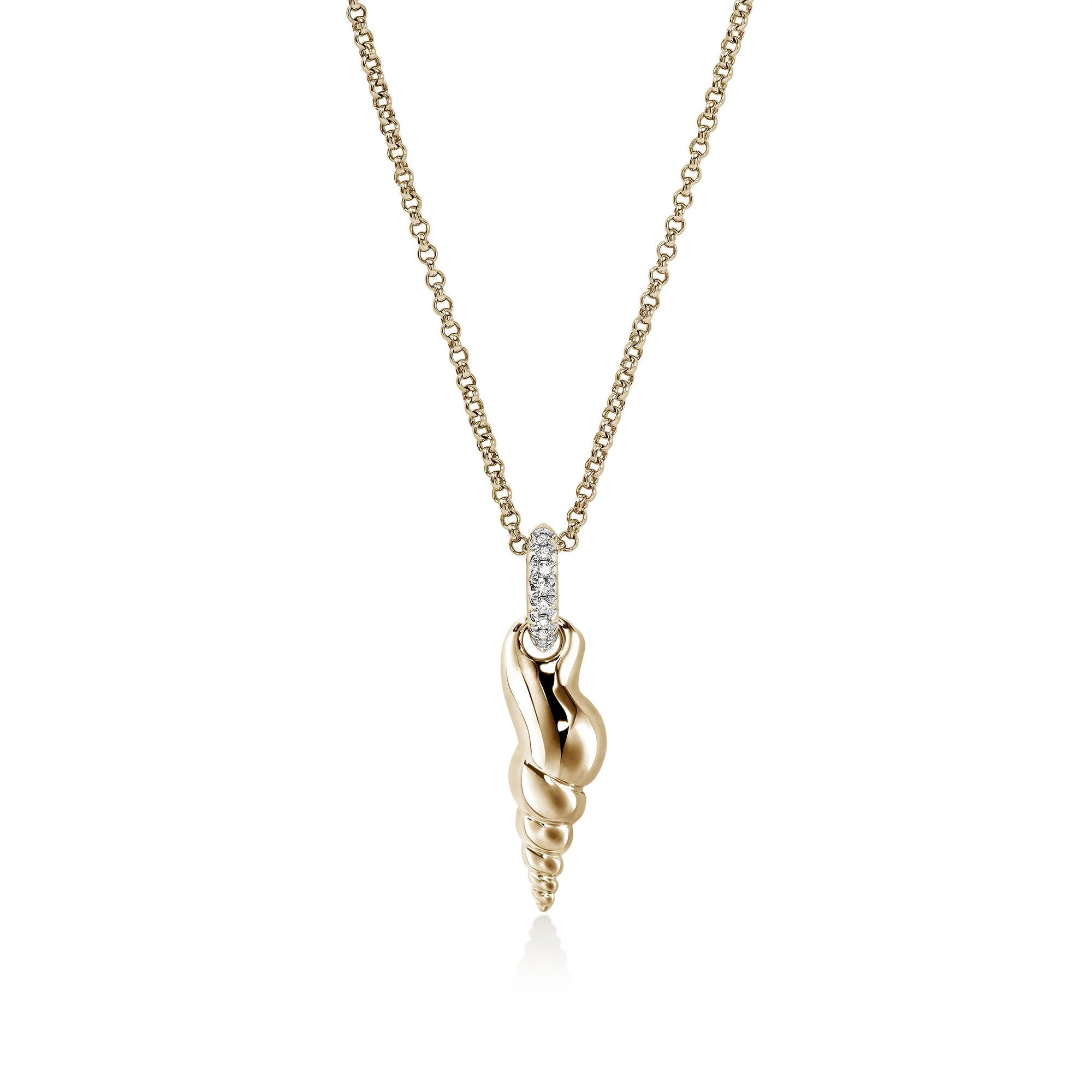 Shell Talisman Necklace, Gold, Diamonds - 1