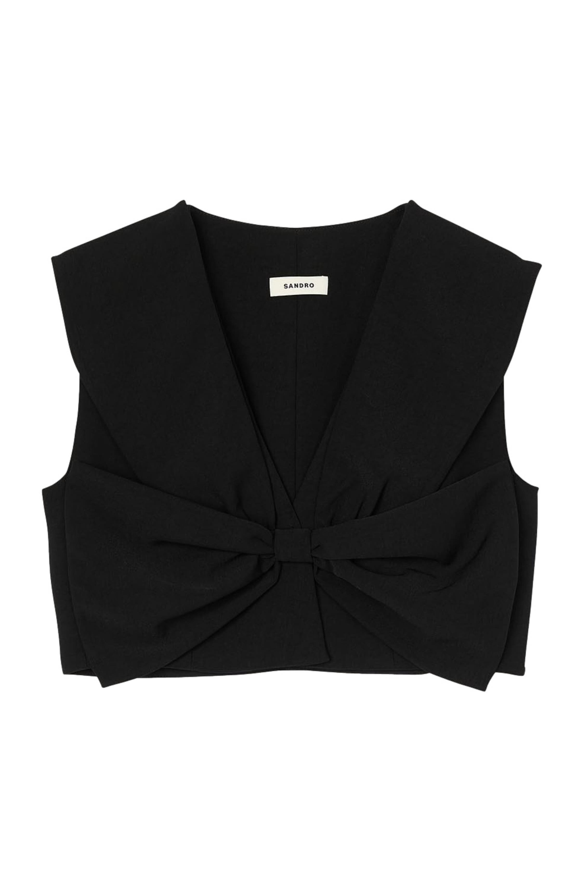 SANDRO Satin-effect crop top in Black at Nordstrom - 6